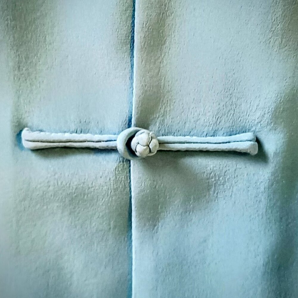 Shanghai Tang Aqua Blue Silk 5-Button Jacket Nwot - image 3